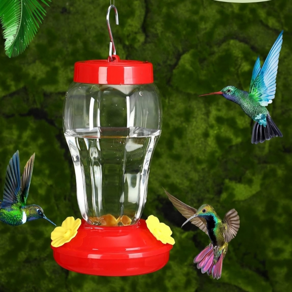 Hummingbird Feeder Birds with Hanging Wires for Outdoor Hanging 16 oz Plastic